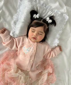 Sparkle Heart Knitted Cardigan & Tulle Tutu - Pink/Peach (pre order)
