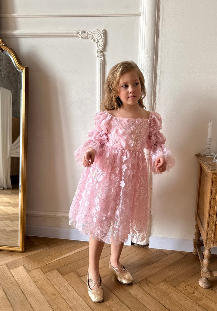 Flowergirl Sparkle Wonderland Long Sleeve Luxe Tulle Dress - Pink - Fox Baby & Co
