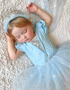 Blue Princess Star Shimmer Birthday Tutu with cape - Fox Baby & Co