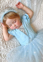 Load image into Gallery viewer, Blue Princess Star Shimmer Birthday Tutu with cape - Fox Baby &amp; Co
