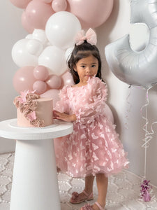 Madelyn Butterfly Luxe Little Girls Tulle Dress - Dusty Rose - Fox Baby & Co