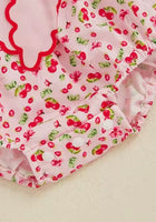 Load image into Gallery viewer, Cherry Floral Frill Bow Romper (pre order) - Fox Baby &amp; Co
