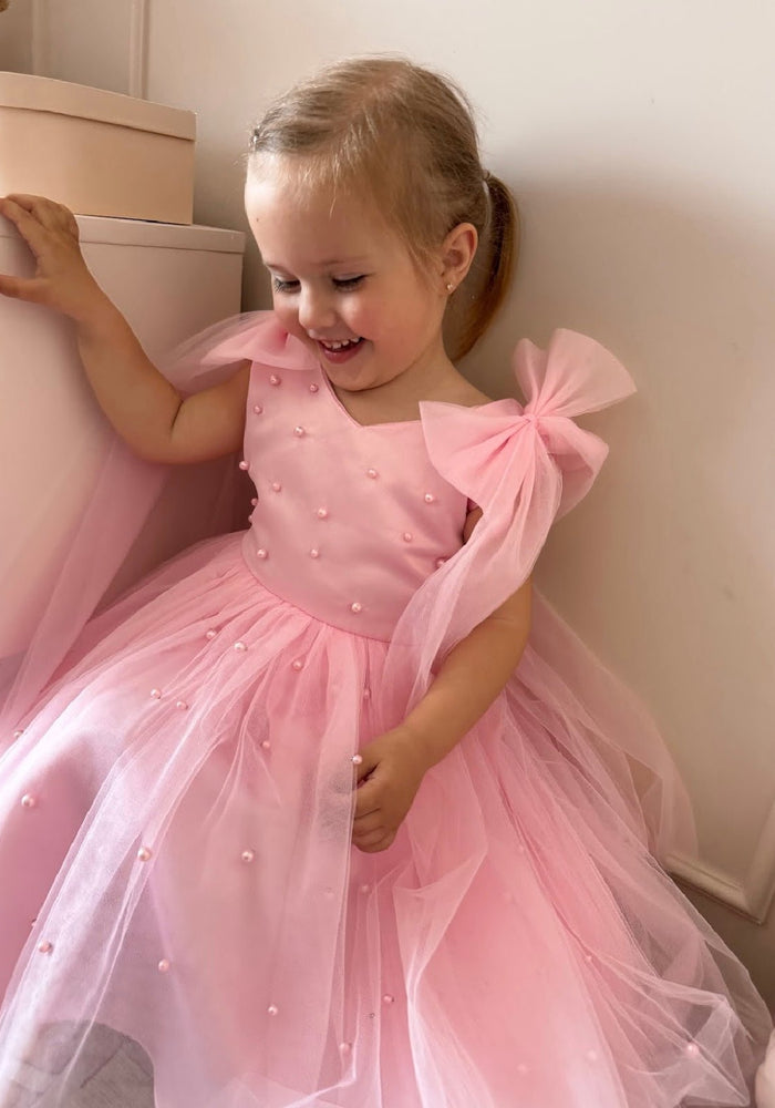 Pearl Princess Luxe Little Girls Tulle Dress - Pink - Fox Baby & Co