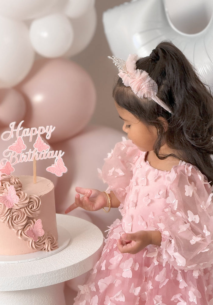 Madelyn Butterfly Luxe Little Girls Tulle Dress - Dusty Rose - Fox Baby & Co