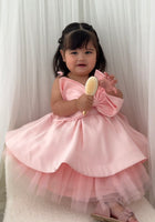 Load image into Gallery viewer, Acacia Oversized Bow Luxe Little Girls Party Dress - Pink (pre order) - Fox Baby &amp; Co
