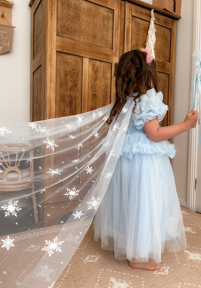 Whimsical Snow Star Princess Birthday Party Dress Costume with cape - Fox Baby & Co