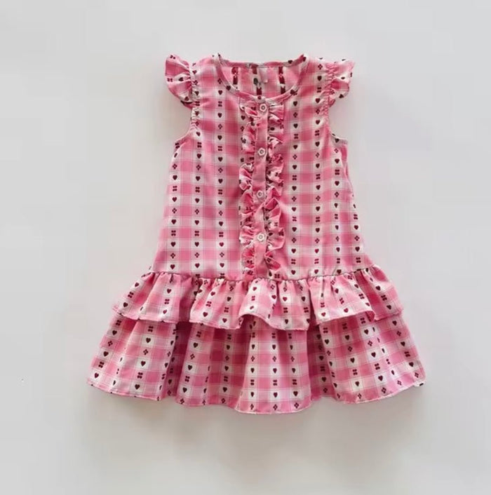 Gingham Pink Heart Dress (pre order) - Fox Baby & Co