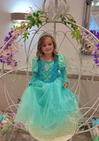Load image into Gallery viewer, Aqua Pearl Mermaid Princess Long Sleeve Party Dress Costume - Fox Baby &amp; Co
