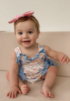 Load image into Gallery viewer, Posy Floral Bow Romper - Blue - Fox Baby &amp; Co
