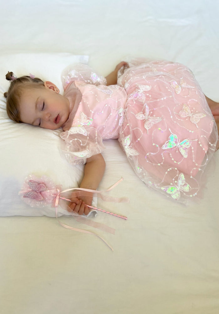 Kids girls Luxe Butterfly Sequins Tulle Dress - Pink (pre order) - Fox Baby & Co