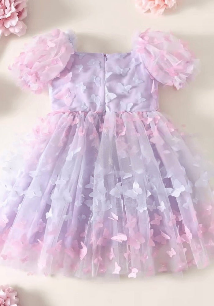 Kids girls Tea Party Butterfly Tulle Dress - Purple - Fox Baby & Co