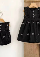 Load image into Gallery viewer, Celine French Tiny Bow Romper - Black (pre order) - Fox Baby &amp; Co
