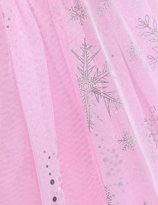 Pink Snowflake Princess Birthday Party Dress Costume with cape