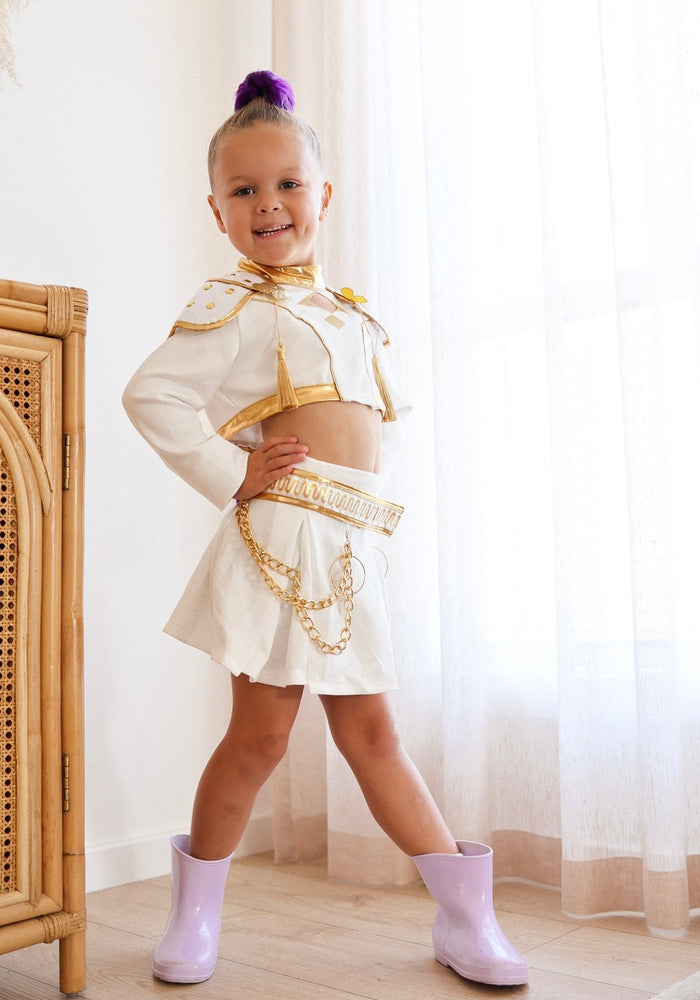 Kids Girls K - POP Inspired Demon Hunter Costume Skirt & Top 2 Piece Set - Fox Baby & Co