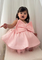 Load image into Gallery viewer, Acacia Oversized Bow Luxe Little Girls Party Dress - Pink (pre order) - Fox Baby &amp; Co
