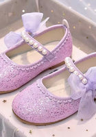 Load image into Gallery viewer, Little Bow Lilac Pearl Princess Birthday Girl Mary Jane Shoe (pre order) - Fox Baby &amp; Co
