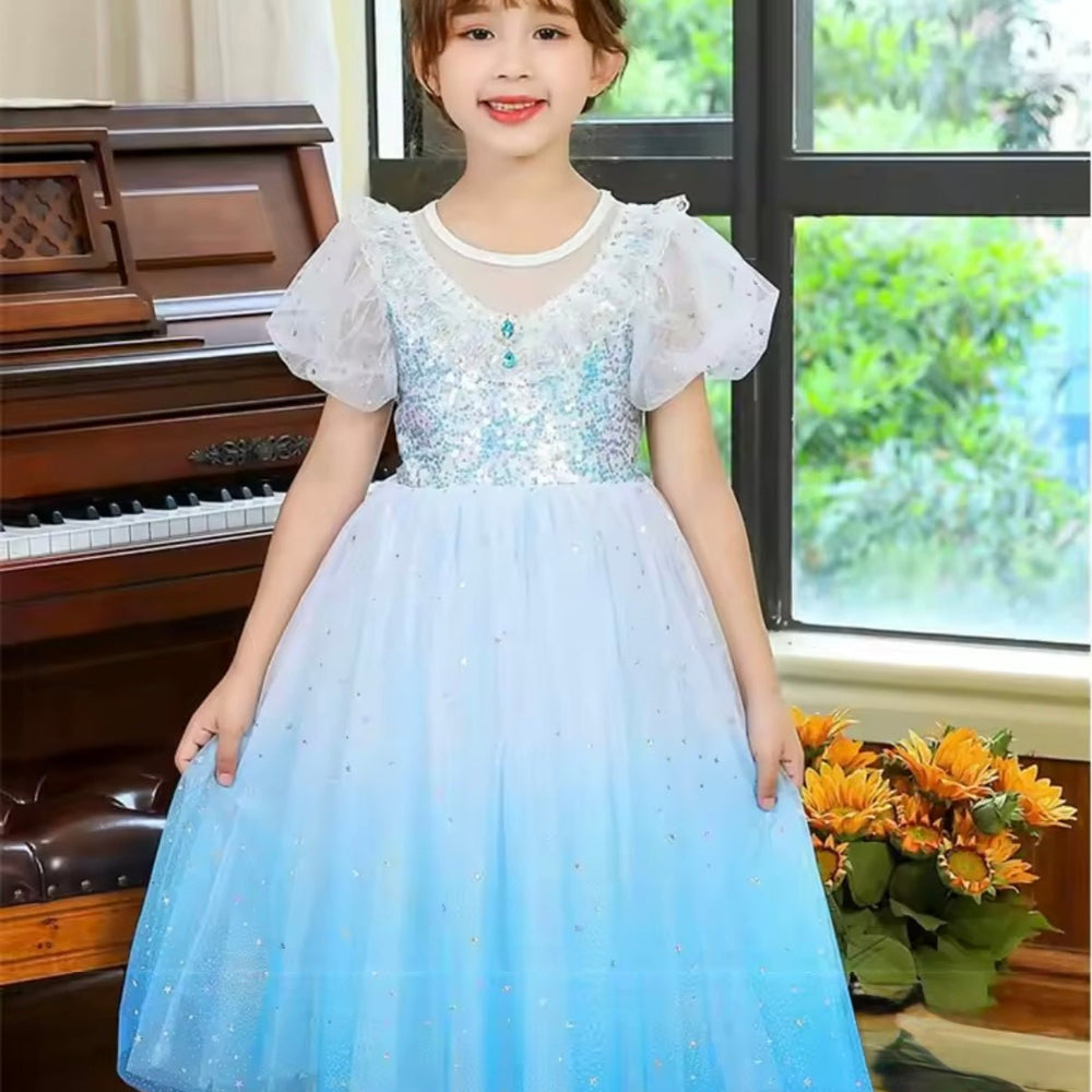 Elsa Lace Princess Party Dress Costume & Cape - Blue - Fox Baby & Co