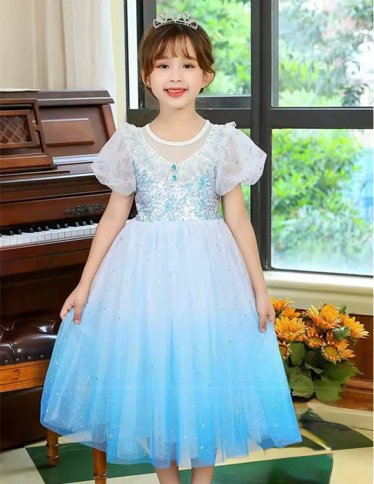 Elsa Lace Princess Party Dress Costume & Cape - Blue - Fox Baby & Co