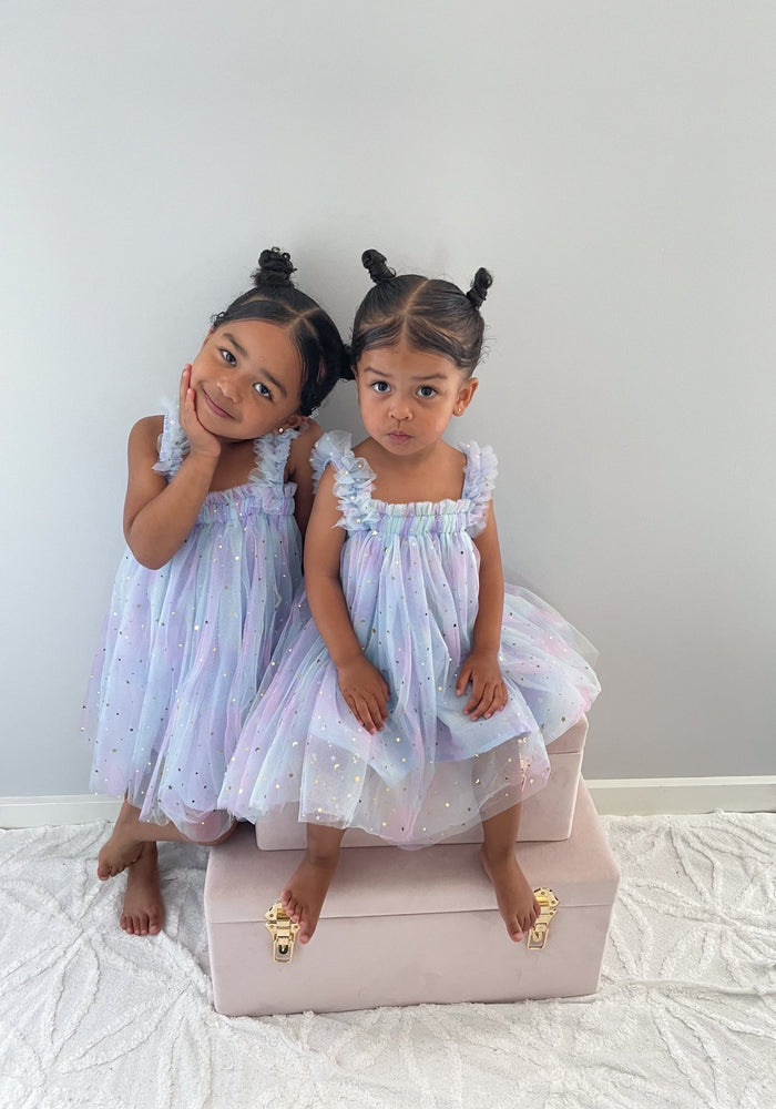 1st Birthday Kids little girls Arabella Tulle Fairy Birthday Dress - Blue - Fox Baby & Co