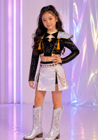 Load image into Gallery viewer, Kids Girls Kpop Style Demon Hunter Luxe Holographic Sequin SKIRT Performance Outfit Accessories Set
