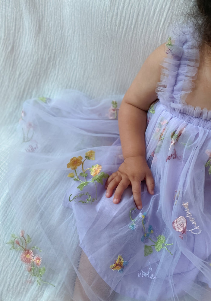Arabella Garden Floral Tulle Birthday Dress - lilac - Fox Baby & Co