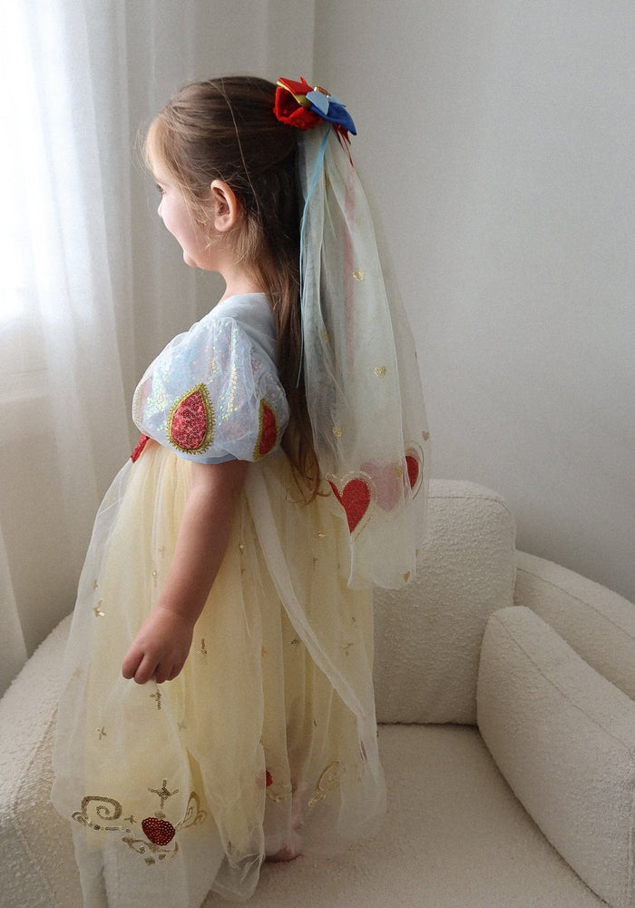 Luxe Snow White Princess Sparkle Party Dress Costume & Tulle Clip - Fox Baby & Co