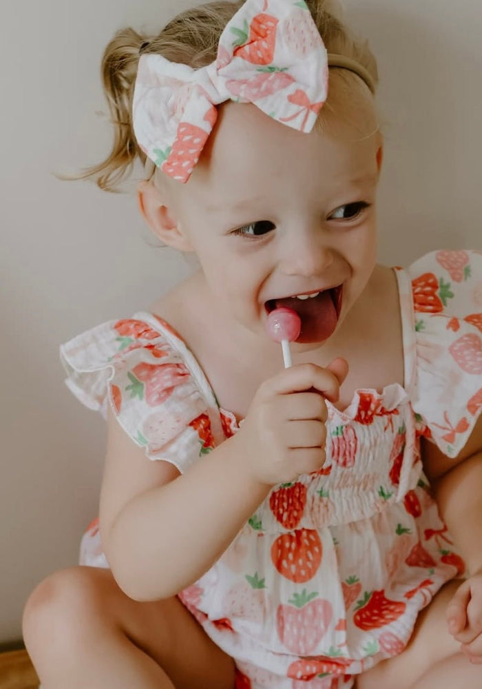 Strawberry Berry Frill Romper & Bow Headband - Fox Baby & Co
