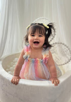 Load image into Gallery viewer, 1st Birthday Kids little girls Arabella Tulle Fairy Birthday Dress - Bright Rainbow - Fox Baby &amp; Co
