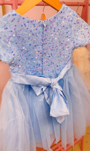 Pre order- Kid little girl Sapphire Sparkle Princess Birthday Dress