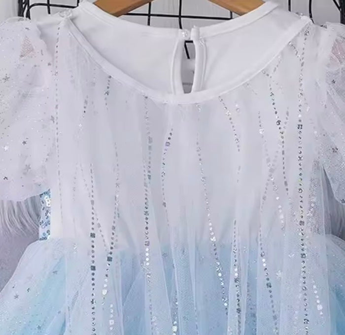 Elsa Lace Princess Party Dress Costume & Cape - Blue - Fox Baby & Co