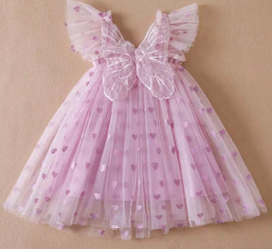Pixie Butterfly Tulle Dress - Pink Hearts (pre order)