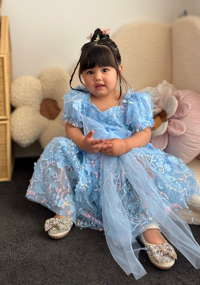 Kids girls Tea Party Sparkle Tulle Dress - Blue - Fox Baby & Co