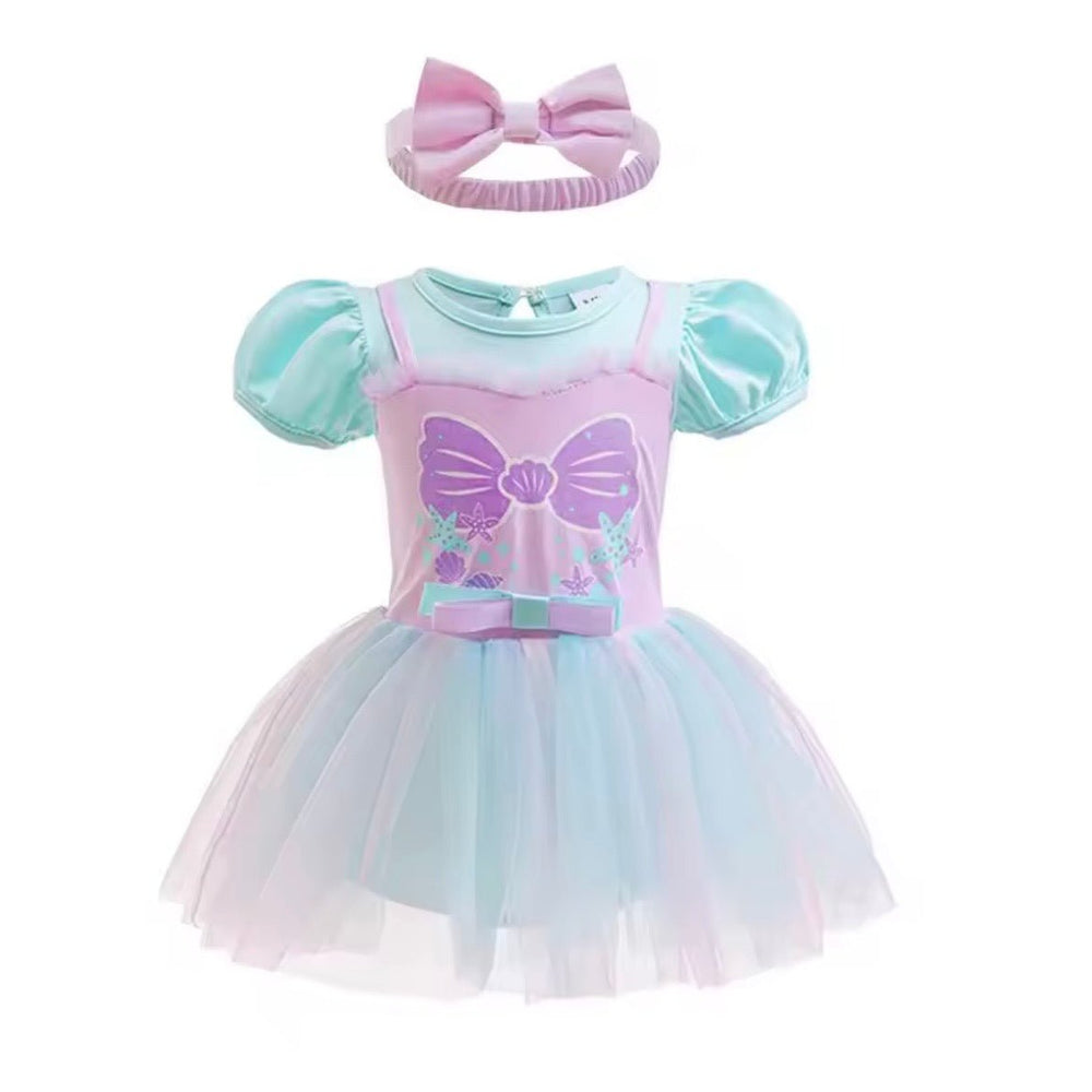 Baby Girls Mermaid Princess Tutu Tulle Romper with bow - Fox Baby & Co