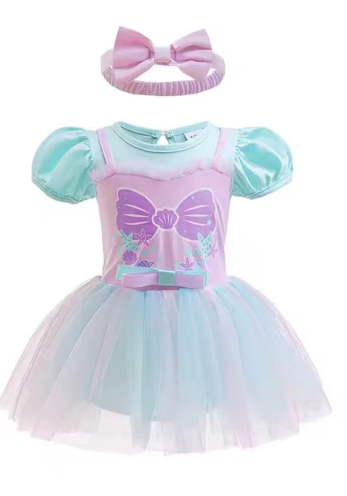 Baby Girls Mermaid Princess Tutu Tulle Romper with bow - Fox Baby & Co