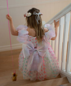 Bella Butterfly Flower Girl Kids Puff Sleeve Luxe Party Dress - Rainbow - Fox Baby & Co
