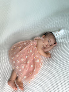 1st Birthday Kids little girl Arabella Daisy Tulle Dress - Pink/Yellow - Fox Baby & Co