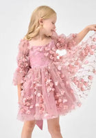 Load image into Gallery viewer, Flowergirl Sparkle Wonderland Long Sleeve Luxe Tulle Dress - Dusty Rose - Fox Baby &amp; Co
