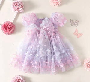 Kids girls Tea Party Butterfly Tulle Dress - Purple - Fox Baby & Co