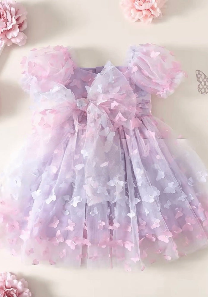 Kids girls Tea Party Butterfly Tulle Dress - Purple - Fox Baby & Co