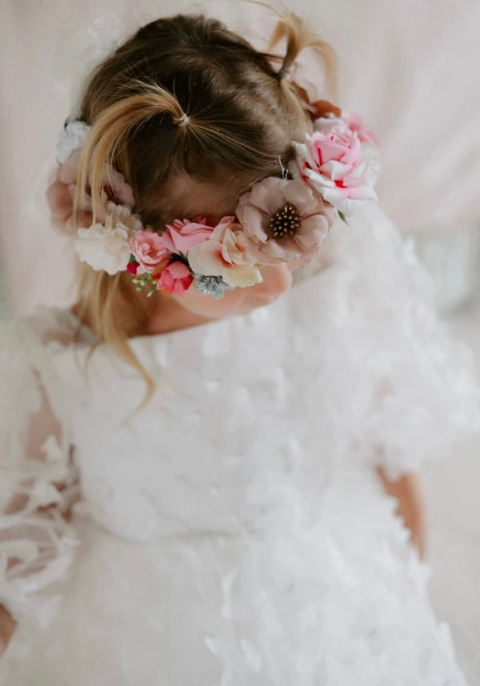 Madelyn Flower Girl Butterfly Luxe Little Girls Tulle Dress - White - Fox Baby & Co