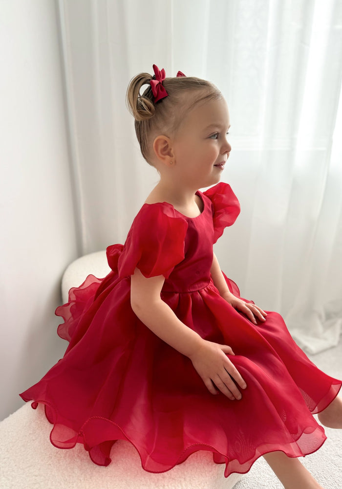Kids little girls Red Christmas Luxe Dress (pre order) - Fox Baby & Co