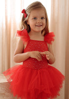 Load image into Gallery viewer, Luxe Ballerina Christmas Sparkle Tulle Tutu Leotard - Red - Fox Baby &amp; Co
