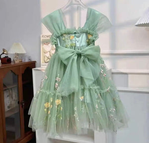 Kid little girl Flora Bloom Luxe Tulle Dress - Green - Fox Baby & Co
