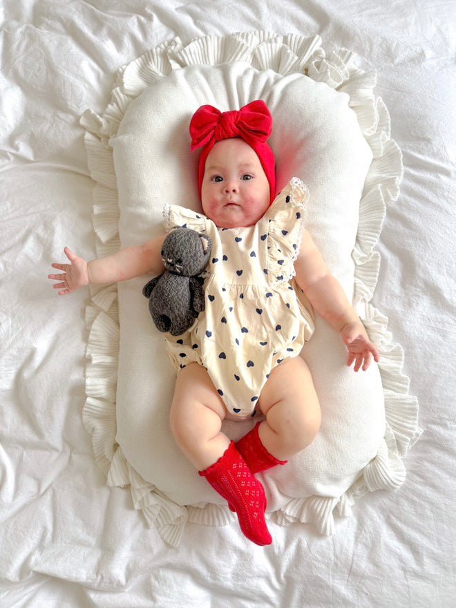 Baby Girls French Heart Luxe Romper - Black/Ivory (pre order) – Fox ...