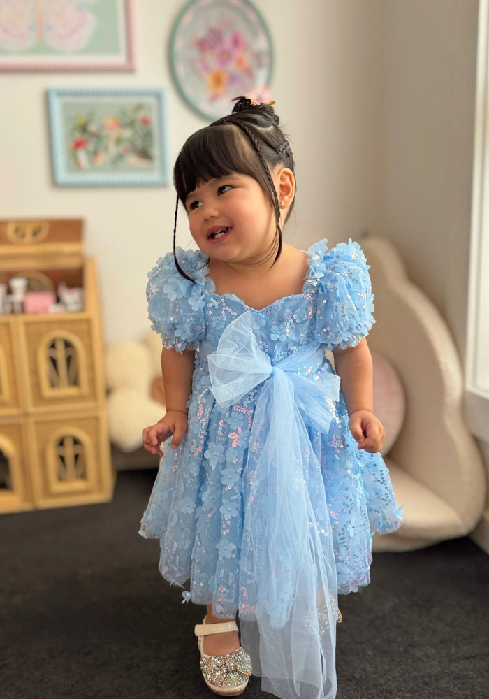 Kids girls Tea Party Sparkle Tulle Dress - Blue - Fox Baby & Co