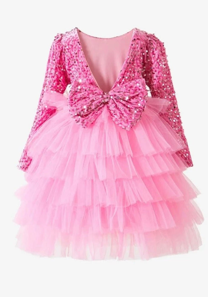 Pink Winter Wonderland Frill Tutu Long Sleeve Dress - Fox Baby & Co