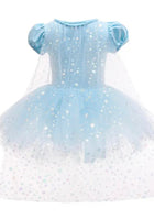 Load image into Gallery viewer, Blue Princess Star Shimmer Birthday Tutu with cape (pre order)
