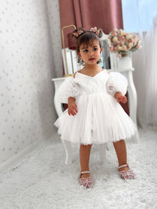 Bella Little Girls Flower Girl Tulle Dress - White (pre order) - Fox Baby & Co