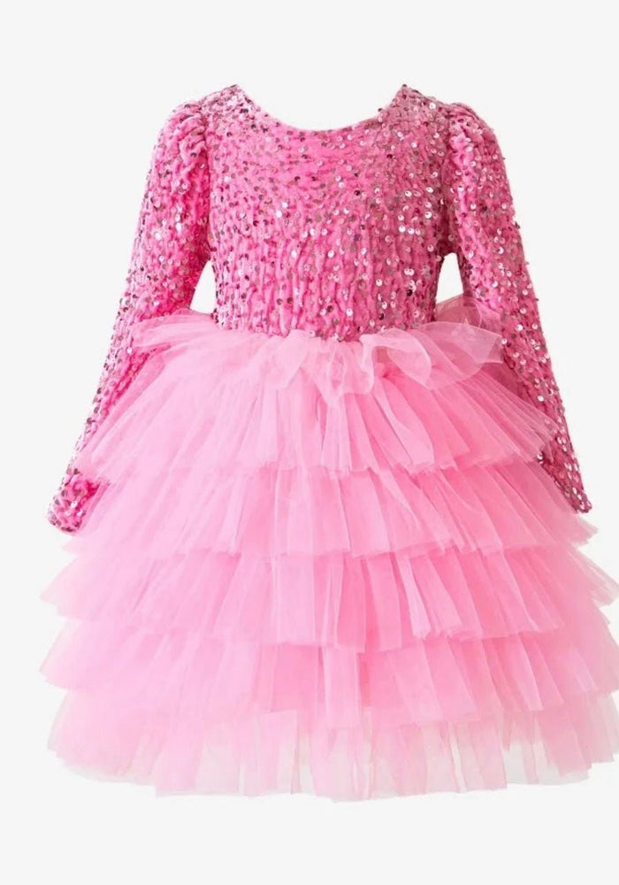 Pink Winter Wonderland Frill Tutu Long Sleeve Dress - Fox Baby & Co