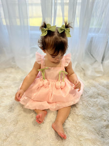 Spring Tulip Puff Frill Dress - Pink
